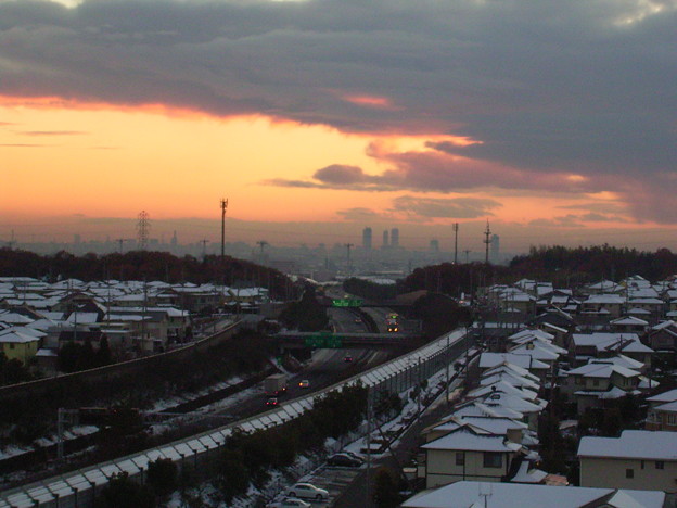 冬の夕焼け_中央道~名古屋市内
