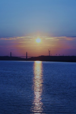 夕日(2)　河北潟の夕日