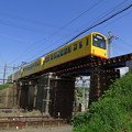 黄色い電車、橋を渡る。＠三岐鉄道北勢線西桑名駅～馬道駅
