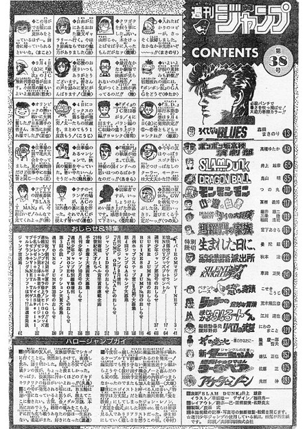 Photos: 週刊少年ジャンプ1992年38号 420 目次